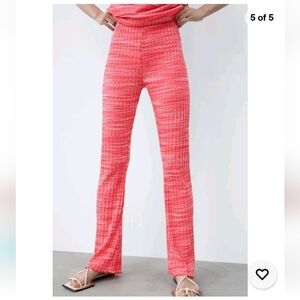 ZARA | Rib Texture Pink Pull On Pants Size Small